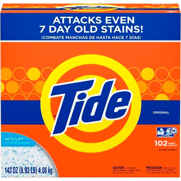 Tide Original Laundry Powder, Concentrate Powder, 143 Ounces, Original Scent, Item Number 2050245